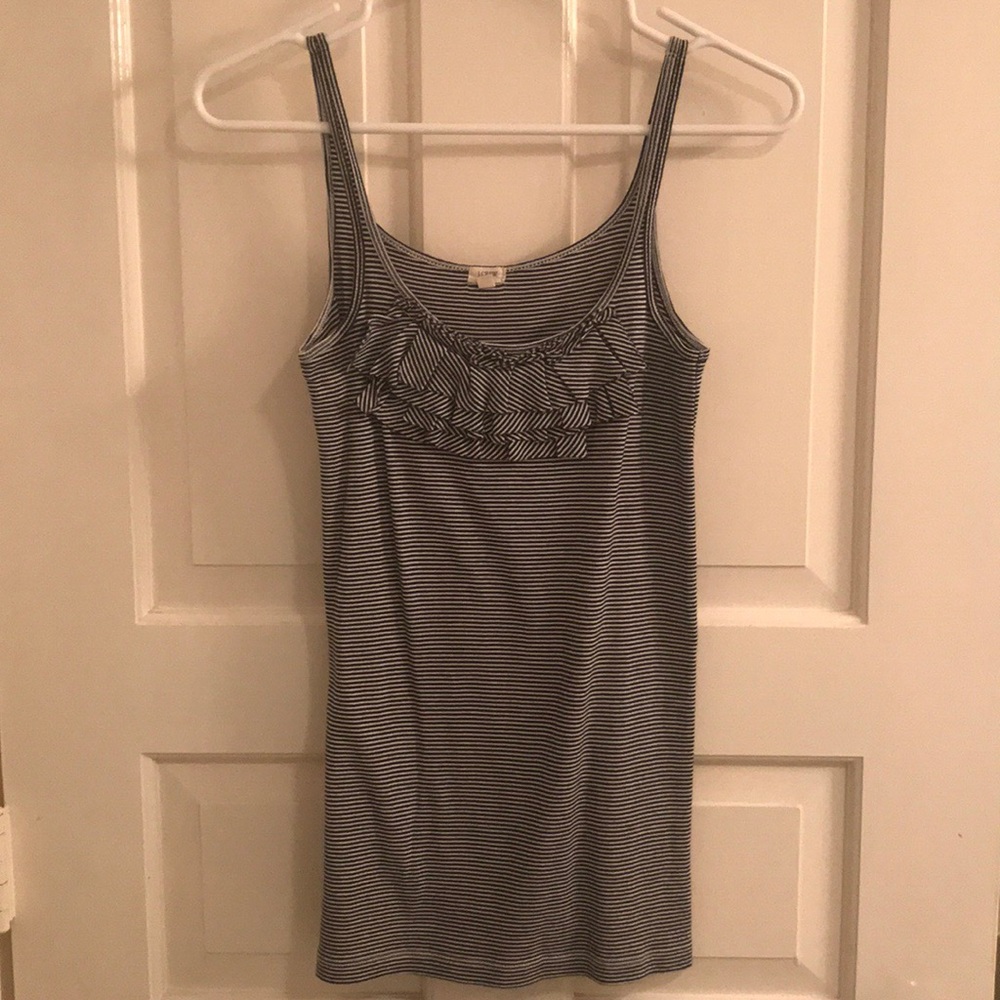 J Crew cotton tank top with ruffle front
